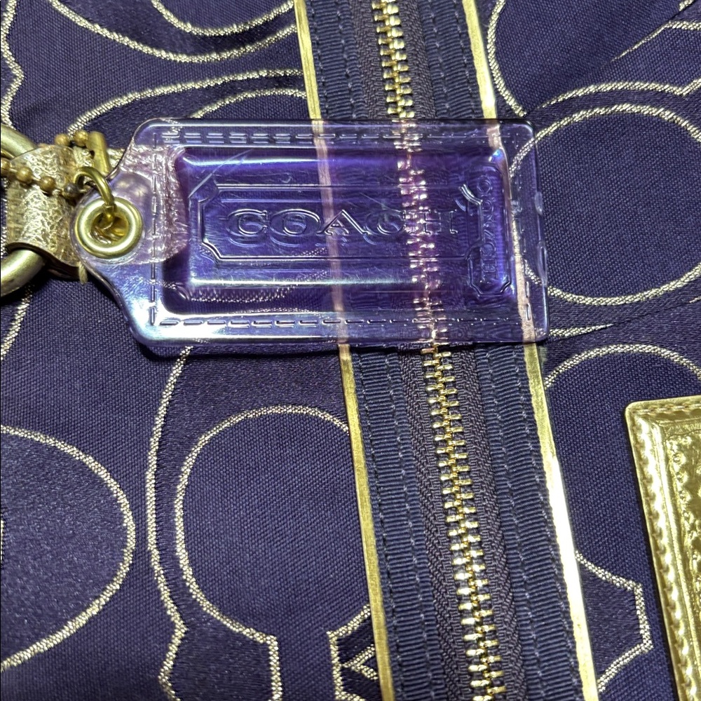 Coach Poppy Collectiom Dark Purple/Gold  Tote with Sz (L) - Like NEW!! - Picture 11 of 11